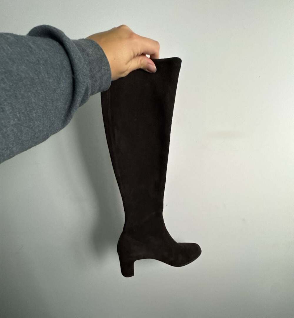 Stuart Weitzman Brown Suede Knee-High Block Heel Boots - Picture 5 of 15